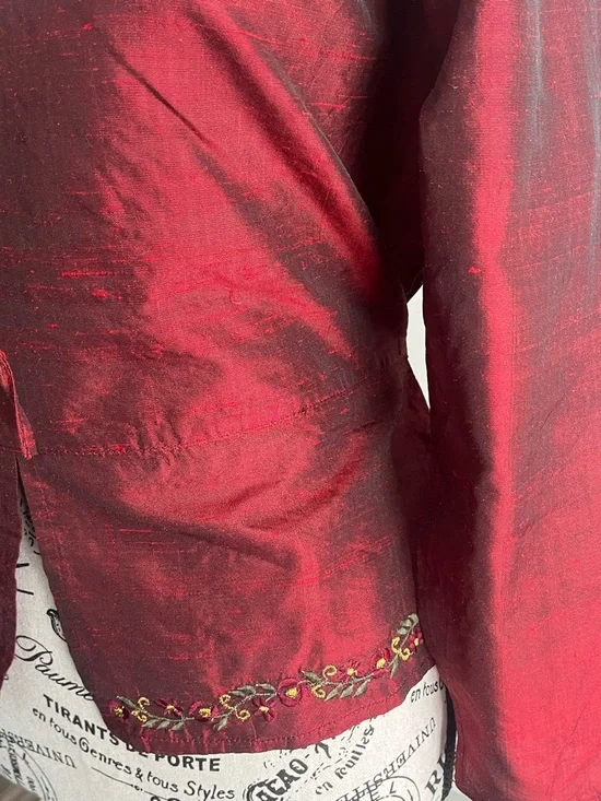 Y2K Red Boho Peasant Top Fairy Grunge Tie Front Off Shoulder Blouse India Size L - Picture 8 of 8